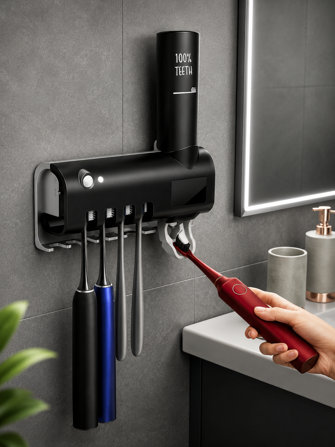 Automatic Intelligent UV Toothbrush Steriliser & Toothpaste Dispenser