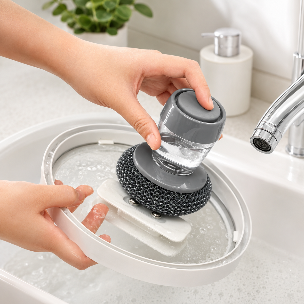 Kitchen Cleaning Soap Dispensing Brush