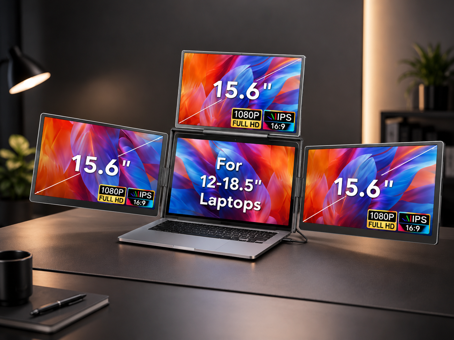 Laptop Portable Triple-screen Display Monitor
