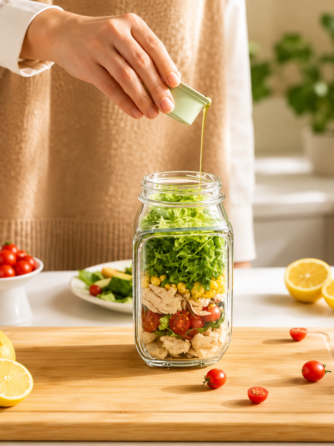 Salad Container With Side Opening